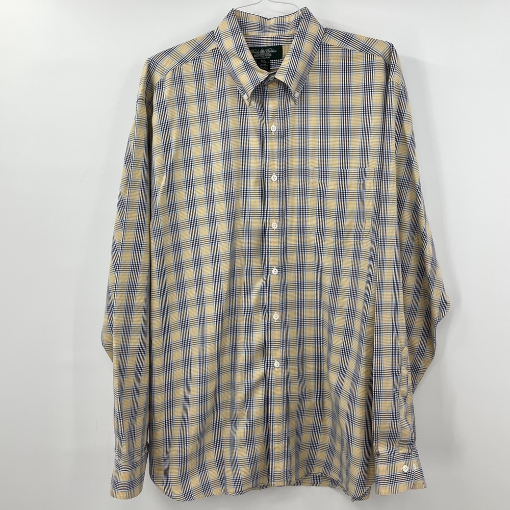 Brooks Brothers Country Club Yellow Blue Button Down Shirt XL LONG - Picture 1 of 6